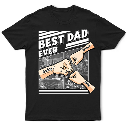 Best Dad Grandpa Hand Punch Side View - Personalized T Shirt