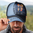 Dad - Children,Grandpa - Grandkids,Gift For Grandpa,Gift For Father,Happy - Best Dad Grandpa Papa Cute Kids Printed Leather Effect - Personalized Classic Cap