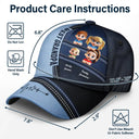 Dad - Children,Grandpa - Grandkids,Gift For Grandpa,Gift For Father,Happy - Best Dad Grandpa Papa Cute Kids Printed Leather Effect - Personalized Classic Cap