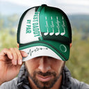 Gift For Father,Gift For Grandpa,Dad's Hobby,Golf,Non-Eng,Custom Text,Confident - Best Dad Papa By Par Golf Faux Leather Effect - Personalized Classic Cap