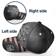Gift For Grandpa,Gift For Father,Independence Day,Icon,Proud - Best Dad Papa Ever Metal Effect Hand Punch - Personalized Classic Cap