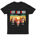 Gift For Father, Gift For Grandpa, Happy - Best Dad Papa Grandpa Ever Retro Sunset City - Personalized T Shirt