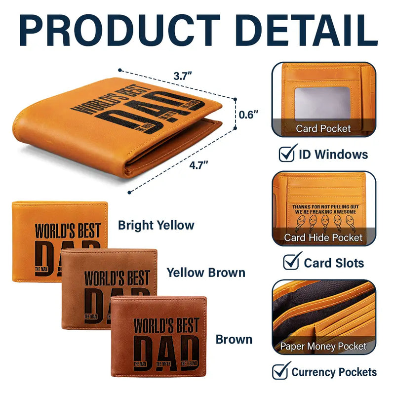 Gift For Father,Funny - Best Dad The Man Myth Legend We're Freaking Awesome - Personalized Engraved Leather Wallet