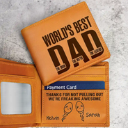 Gift For Father,Funny - Best Dad The Man Myth Legend We're Freaking Awesome - Personalized Engraved Leather Wallet
