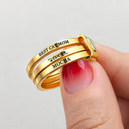 Dog Lovers,Pet Lovers,Cat Lovers,Dog Mom,Cat Mom,Pet Mom,Love - Best Dog Cat Mom Ever - Personalized Heart Stacking Rings