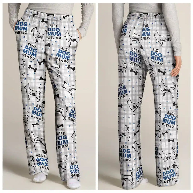 Pet Lovers,Pet Mom,Pet Dad,Dog Lovers,Dog Mom,Dog Dad,Love - Best Dog Dad Dog Mom Pattern - Personalized Pajama Pants