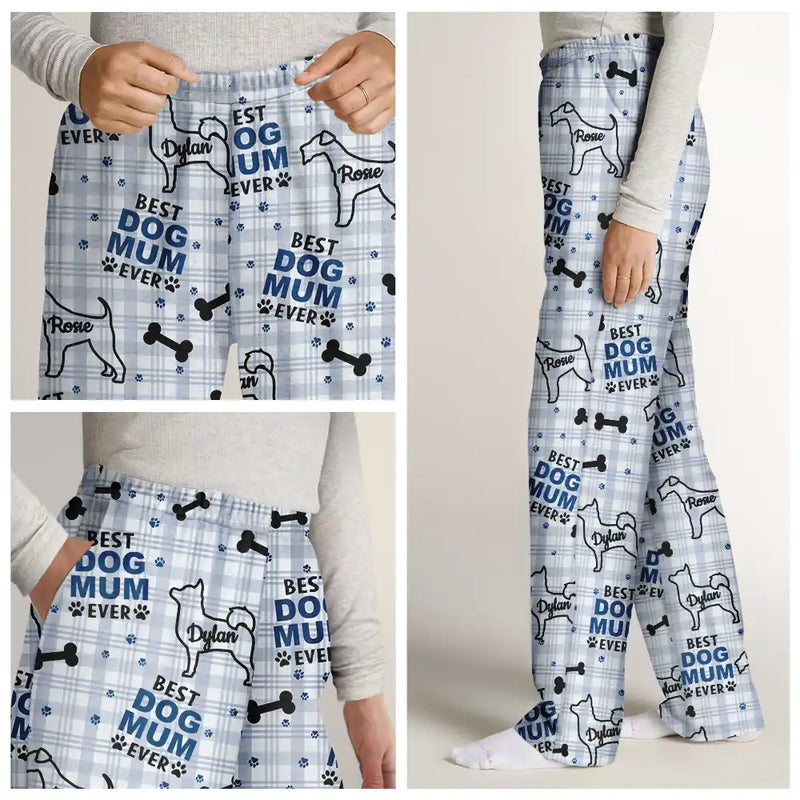 Pet Lovers,Pet Mom,Pet Dad,Dog Lovers,Dog Mom,Dog Dad,Love - Best Dog Dad Dog Mom Pattern - Personalized Pajama Pants