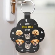 Dog Dad,Pet Lovers,Gift For Father,Adorable,Custom Text - Best Dog Dad Ever - Personalized Custom Shaped Leather Keychain