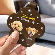 Dog Dad,Pet Lovers,Gift For Father,Adorable,Custom Text - Best Dog Dad Ever - Personalized Custom Shaped Leather Keychain