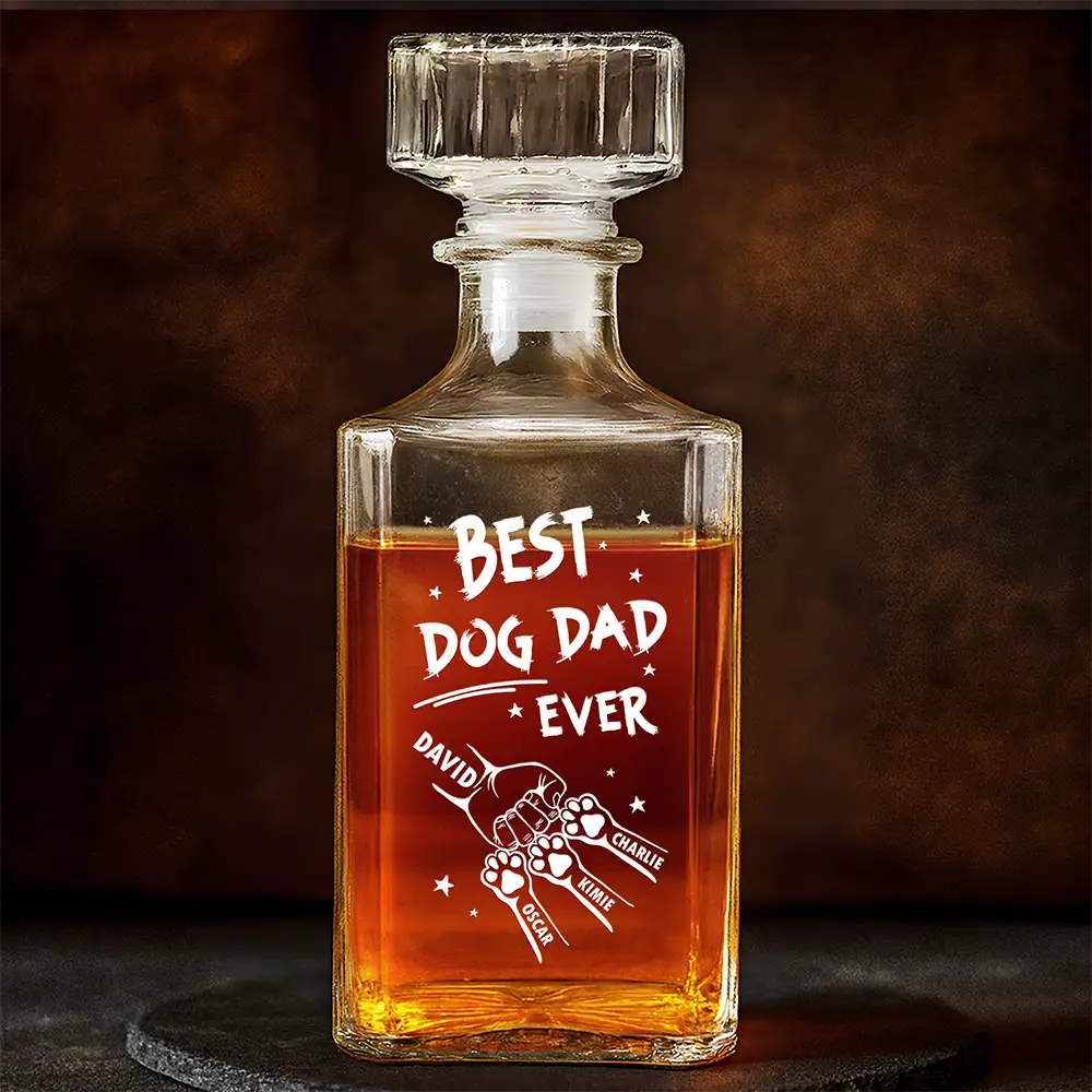 Best Dog Dad Ever - Personalized Square Whiskey Bottle