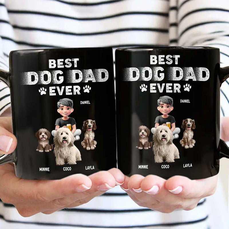 Pet Lovers,Pet Dad - Best Dog Dad Ever 3D Effect - Personalized Black Mug