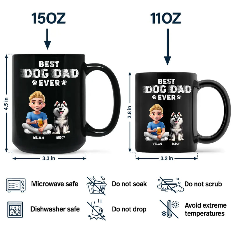 Pet Lovers,Pet Dad - Best Dog Dad Ever 3D Effect - Personalized Black Mug