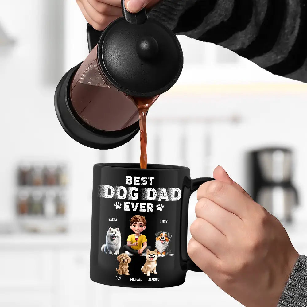 Pet Lovers,Pet Dad - Best Dog Dad Ever 3D Effect - Personalized Black Mug