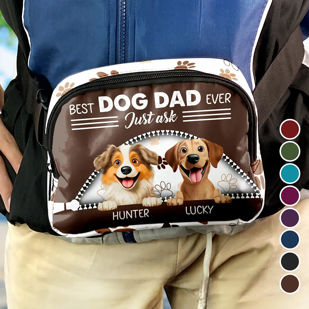 Best Dog Dad Ever Just Ask - Personalized Crossbody Belt Bag