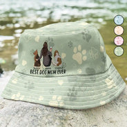 Dog Lovers,Dog Mom,Dog Dad,Gift For Women,Gift For Men,Happy,Gift For Yourself - Best Dog Mom Dog Dad Ever - Personalized Bucket Hat
