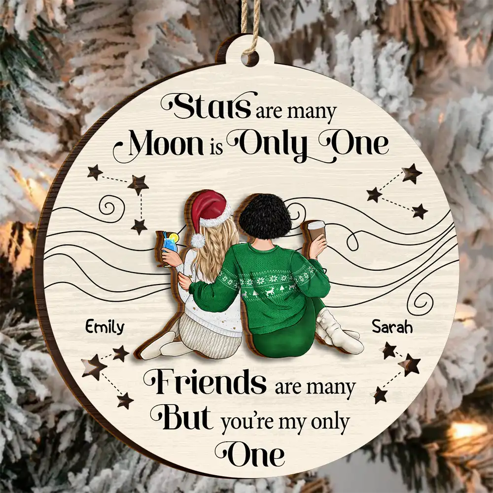 Christmas, Gift For Bestie, Happy - Best Friend You Are The Only One - Personalized 2-Layered Wooden Ornament