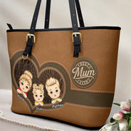 Gift For Grandma, Grandma - Grandkids, Gift For Mother, Happy - Best Mom Ever - Personalized Leather Tote Bag