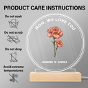 Gift For Mother,Gift For Grandma,Family,Mom - Children,Happy - Best Mom Ever We Love You Birth Month Flower - Personalized 3D Led Light Wooden Base