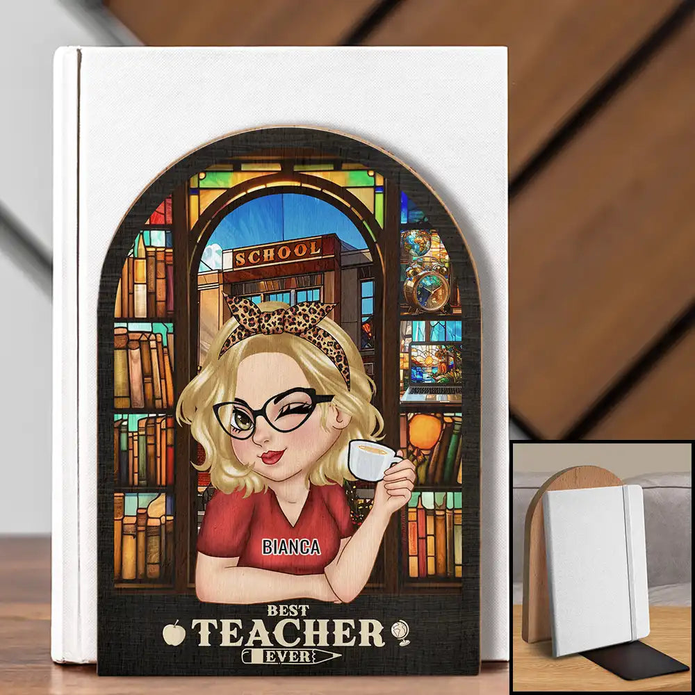 Best Teacher Ever - Personalized Wood Book Ends