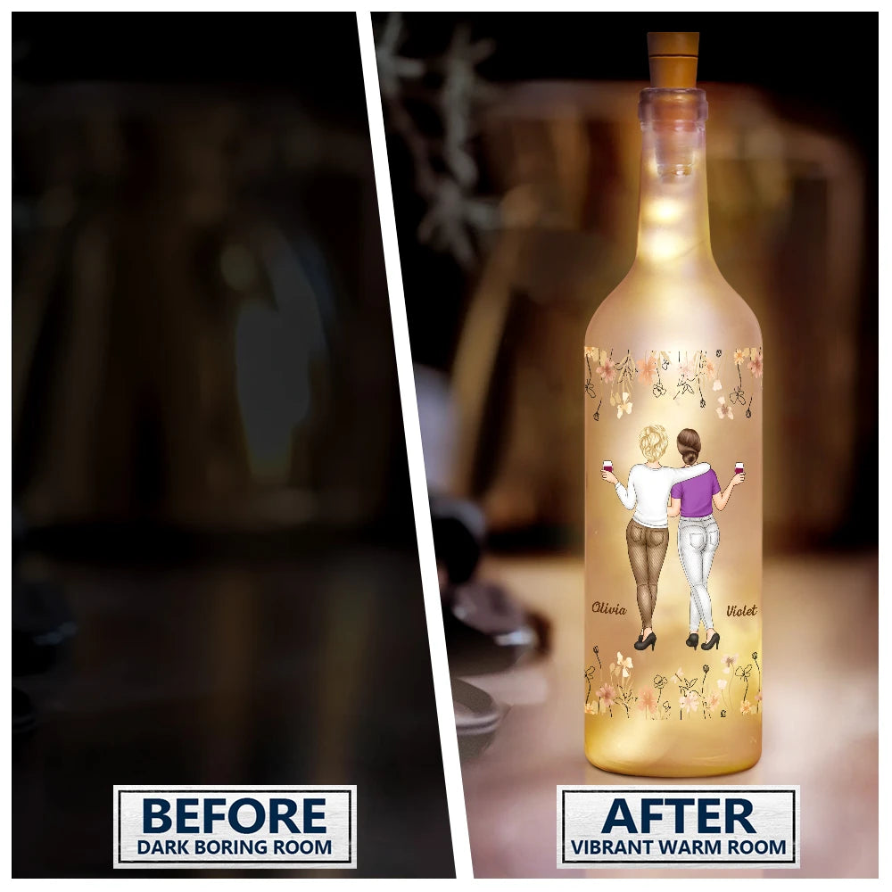 Gift For Bestie,Happy - Bestie Because Of You I Laugh A Little Harder - Personalized Bottle Light