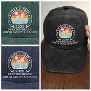 Travel,Summer,Beach,Gift For Bestie,Family,Gift For Sibling - Bestie Family Vacation - Personalized Vintage Washed Denim Cap