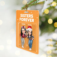 Christmas,Gift For Bestie,Happy - Bestie Forever 3D Effect Acrylic Block - Personalized Custom Shaped Acrylic Ornament