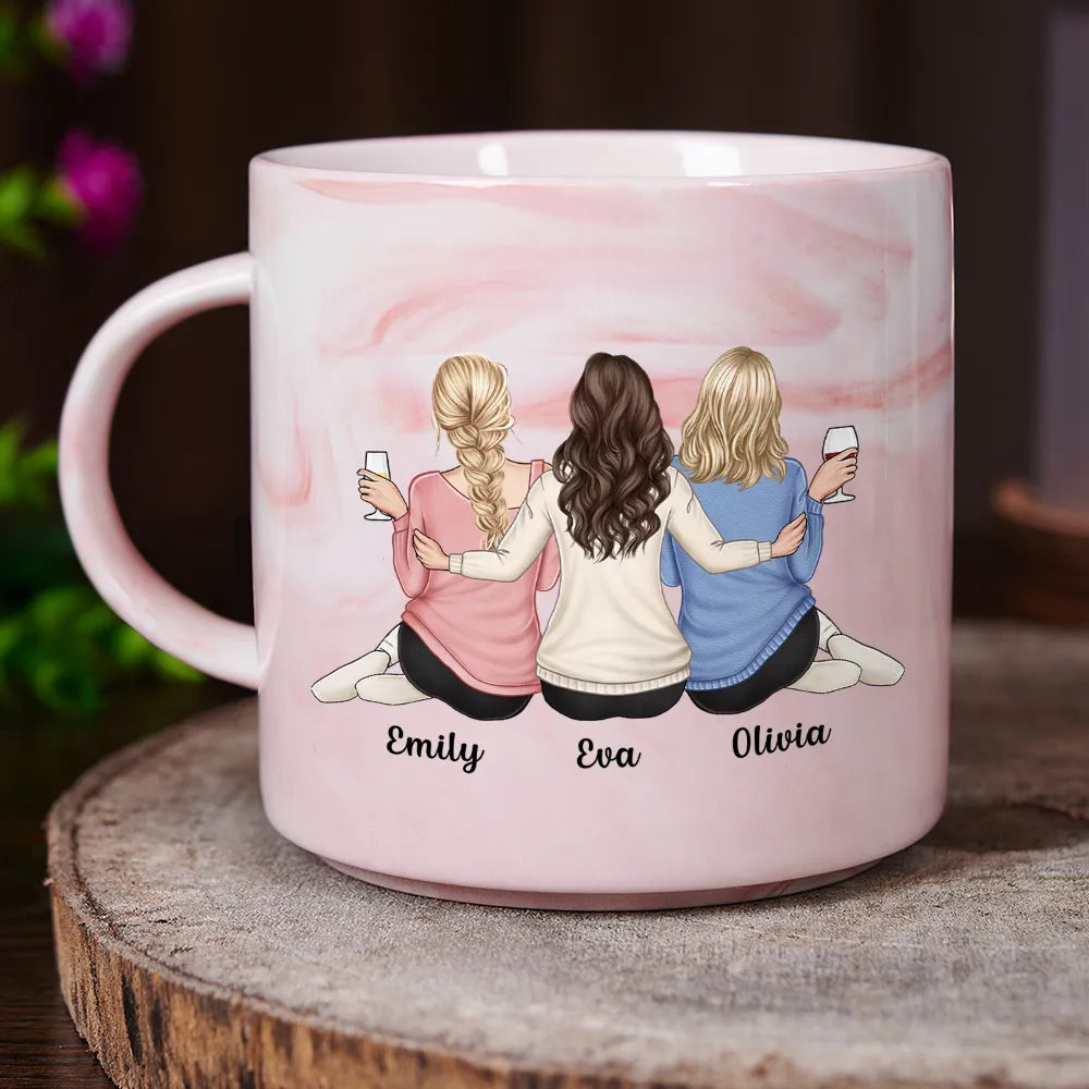 Gift For Bestie,Happy - Bestie Good Friends Are Like Stars - Personalized Marble Mug