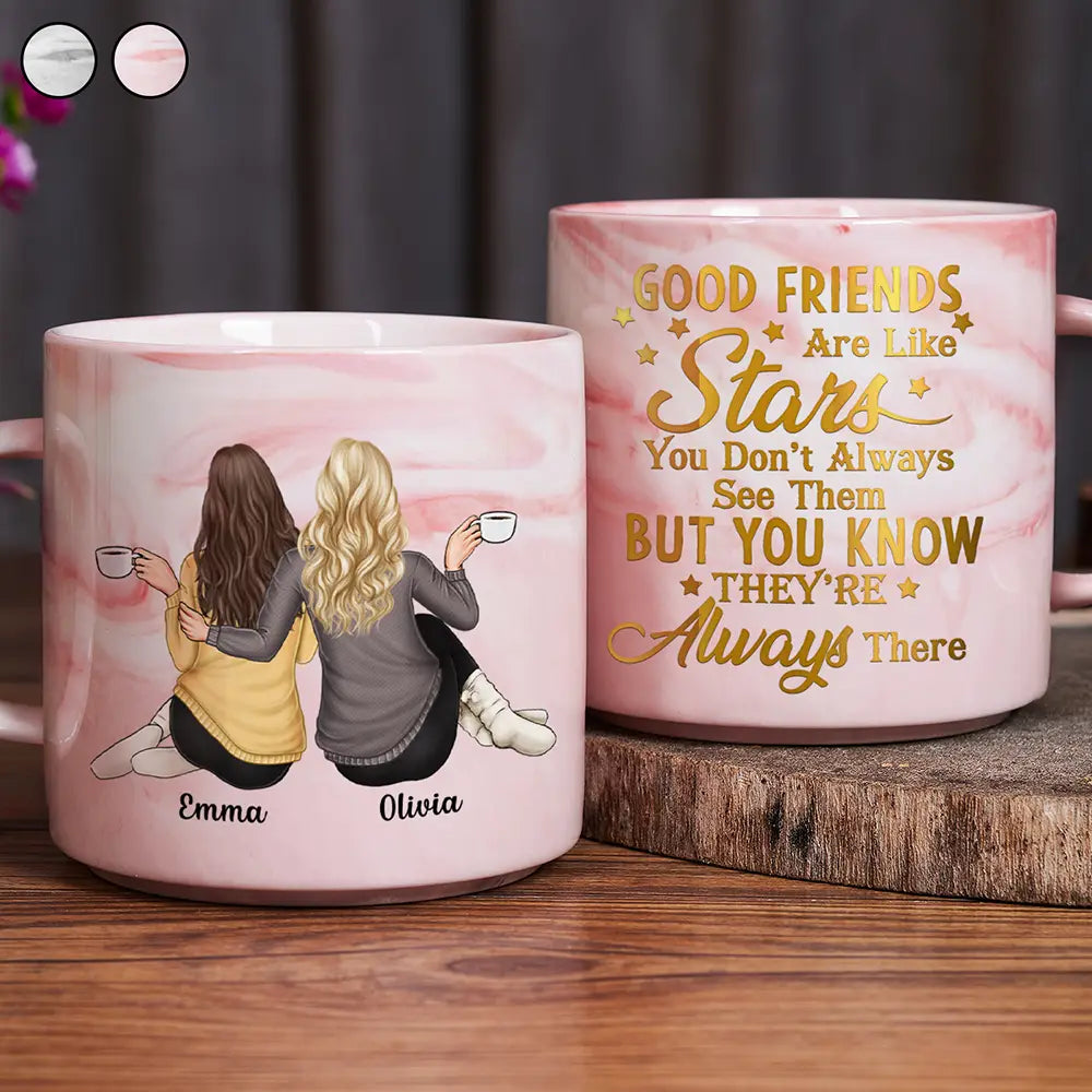 Gift For Bestie,Happy - Bestie Good Friends Are Like Stars - Personalized Marble Mug