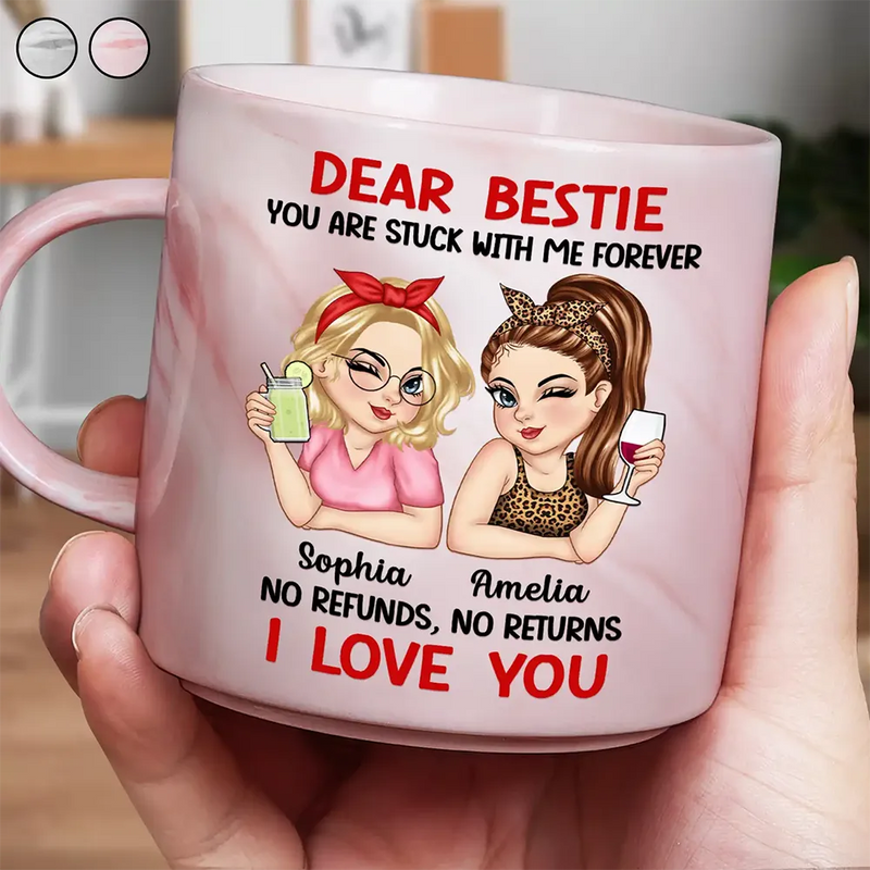 Gift For Bestie, Gift For Women, Top Market, Happy - Bestie You Are Stuck With Me Forever - Personalized Marble Mug