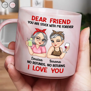 Gift For Bestie, Gift For Women, Top Market, Happy - Bestie You Are Stuck With Me Forever - Personalized Marble Mug