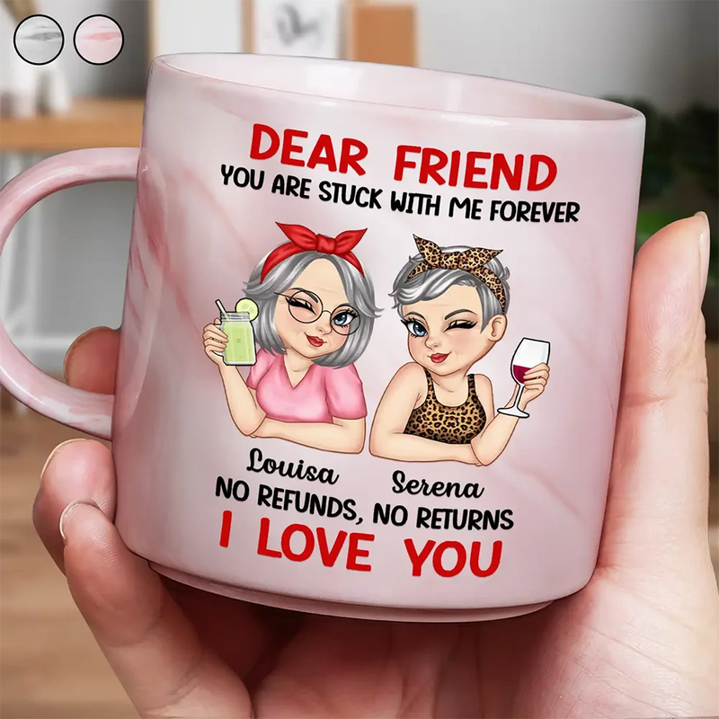 Gift For Bestie, Gift For Women, Top Market, Happy - Bestie You Are Stuck With Me Forever - Personalized Marble Mug