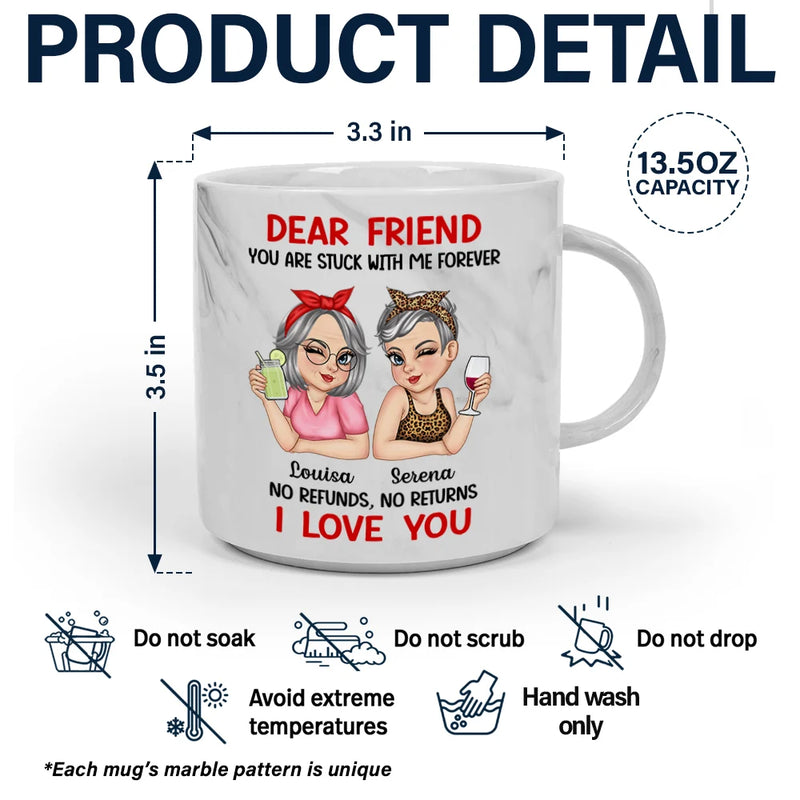 Gift For Bestie, Gift For Women, Top Market, Happy - Bestie You Are Stuck With Me Forever - Personalized Marble Mug