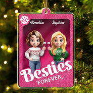 Christmas,Gift For Bestie,Gift For Sisters,Happy - Besties Forever 3D Effect Toy Box - Personalized Custom Shaped Acrylic Ornament