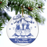 Gift For Bestie,Gift For Sisters,Gift For Women,Gifts For Colleagues,Happy,Christmas - Besties Forever Toile - Personalized Circle Ceramic Ornament