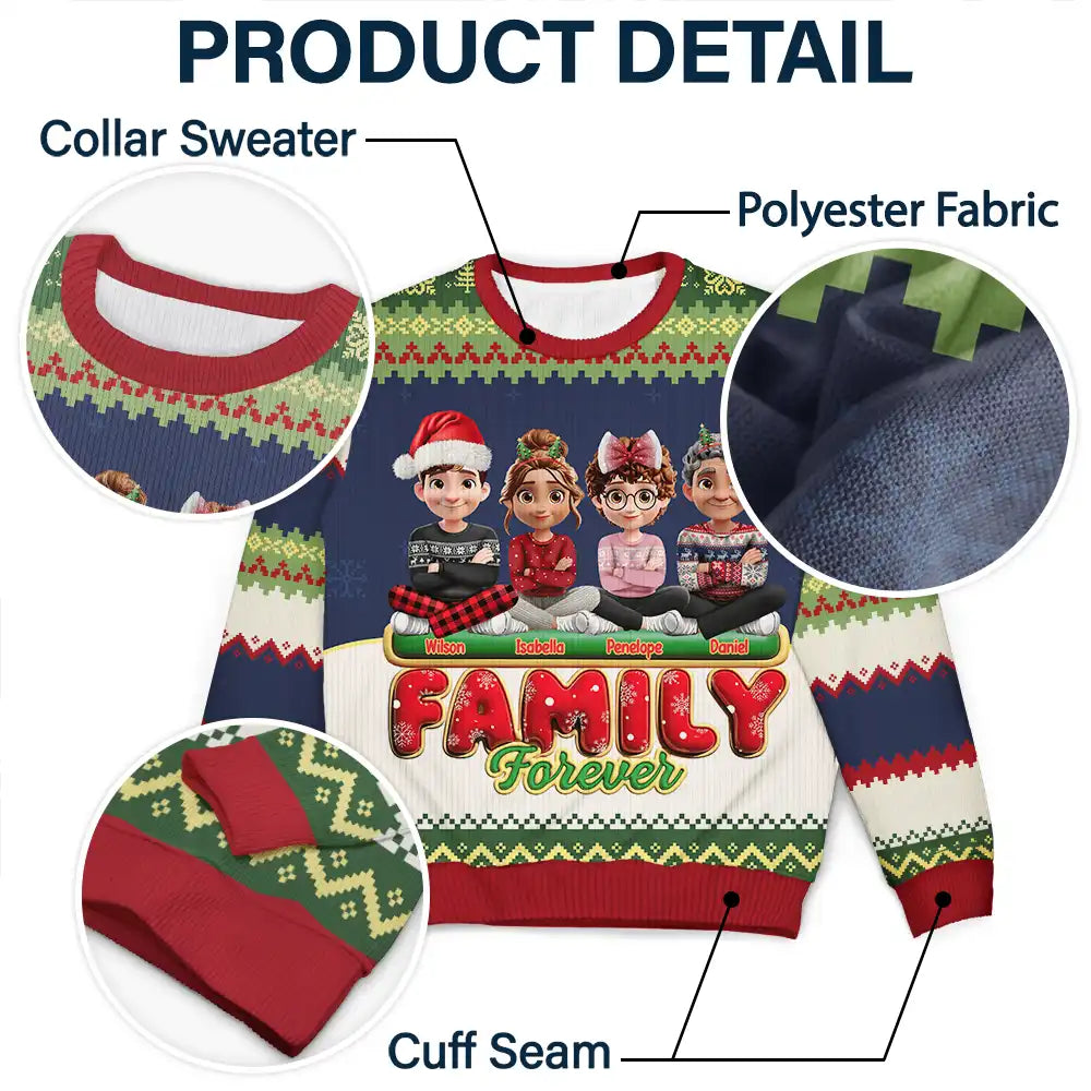 Gift For Bestie,Christmas,Happy,Gift For Sisters,Gift For Brothers,Gift For Sibling,Cousin - Besties Friends Siblings Forever 3D Effect - Personalized Unisex Ugly Sweater