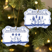 Gift For Bestie,Gift For Sisters,Happy,Christmas - Besties Here's To Another Year Of Us - Personalized Medallion Ceramic Ornament