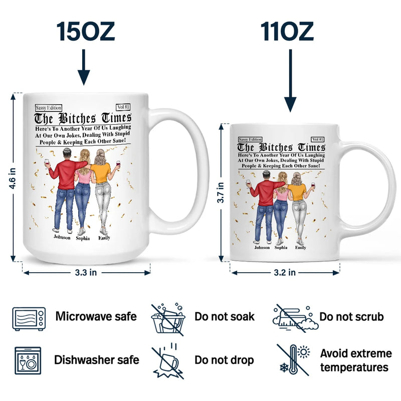 Gift For Bestie,Gift For Sisters,Old Best friends,Happy - Besties Here's To Another Year Of Us Daily News - Personalized Mug