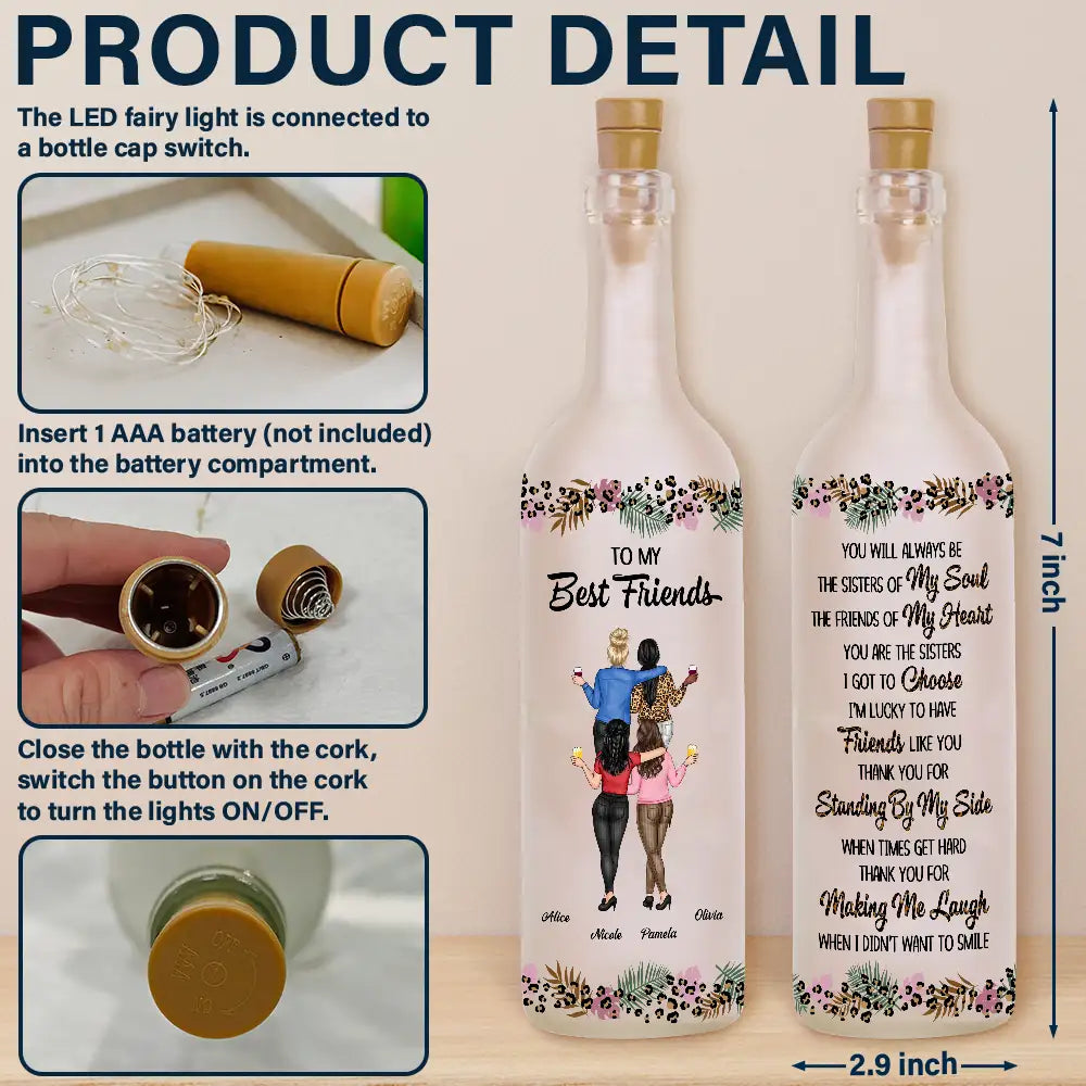 Gift For Bestie,Gift For Women,Happy,Top Market - Besties You Are The Sister I Got To Choose - Personalized Bottle Light