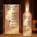 Gift For Yourself, Gift For Women, Love - Bible Verse God Says I Am Birth Flower Nacre Effect - Personalized Bottle Light