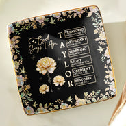 Gift For Women,Gift For Bestie,Love - Bible Verse God Says I Am Birth Flower Nacre Effect - Personalized Ring Dish