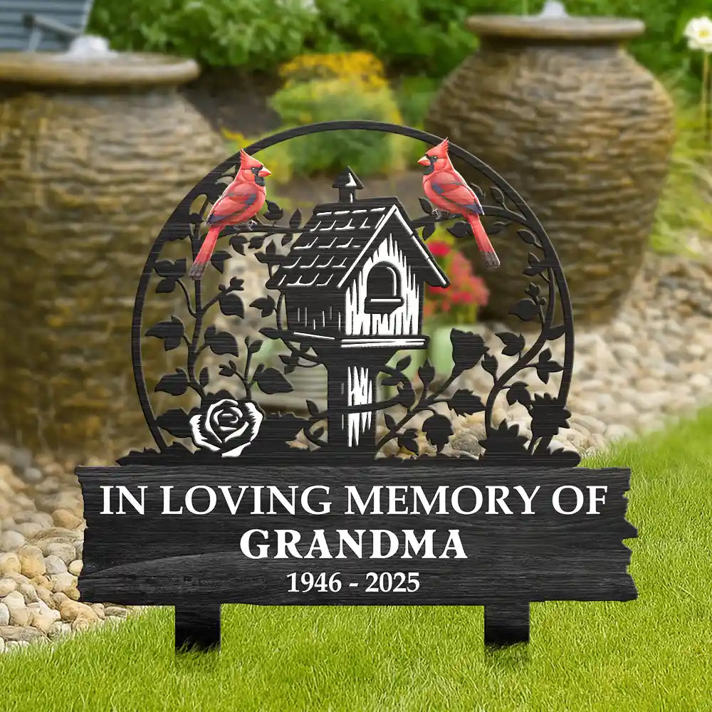 Birdhouse In Loving Memory Of You - Personalized Metal Garden Stake