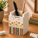 Reading,Gift For Yourself,Gift For Women,Icon,Happy - Birth Month Flower With Name - Personalized Building Block Pen Holder