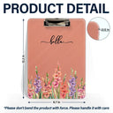 Back To School, Teacher, Cozy, Icon - Birth Flower And Name - Personalized Acrylic Clipboard