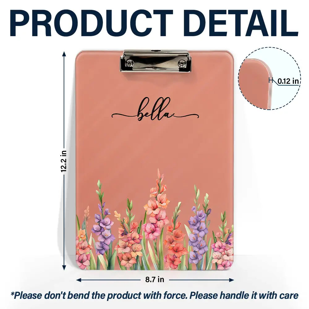 Back To School, Teacher, Cozy, Icon - Birth Flower And Name - Personalized Acrylic Clipboard