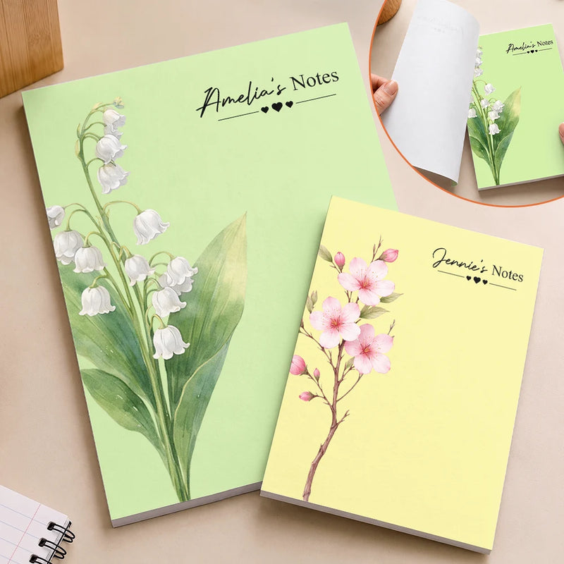 Cozy,Gift For Yourself,Icon - Birth Flower And Name - Personalized Notepad