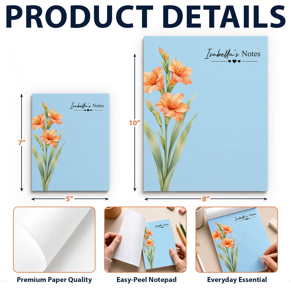 Cozy,Gift For Yourself,Icon - Birth Flower And Name - Personalized Notepad