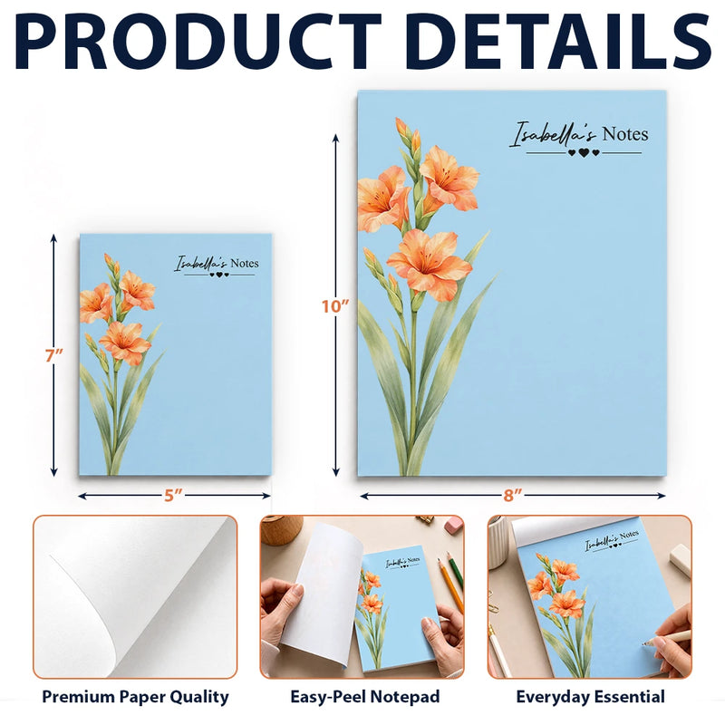 Cozy,Gift For Yourself,Icon - Birth Flower And Name - Personalized Notepad