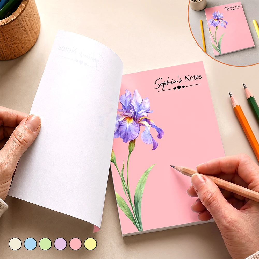 Birth Flower And Name - Personalized Notepad