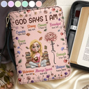 Gift For Bestie,Christmas,Love - Birth Flower Bible Verse God Says I Am - Personalized Bible Cover