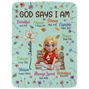 Gift For Bestie, Christmas, Love - Birth Flower Bible Verse God Says I Am - Personalized Fleece Blanket, Sherpa Blanket